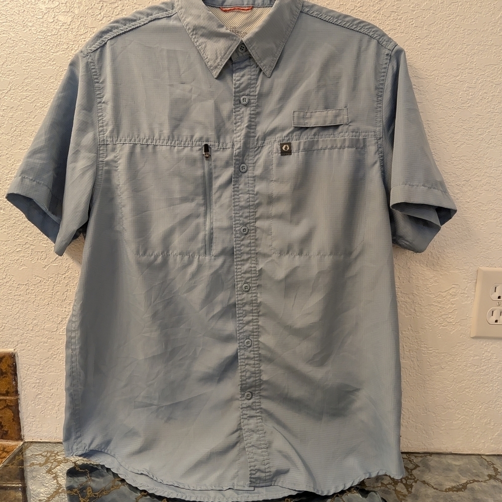 Men's The American Outdoorsman  Light Blue Quick Dry 40 UPf Size